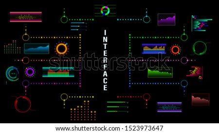 HUD, colorful virtual infographic screen. Vector illustration