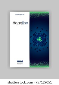 HUD cover design with green lines. Good for scientific journals, banners, reports, presentations. Vector.