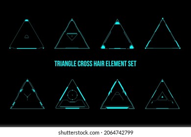 HUD Crosshair Triangle Shape Futuristic Frame for Game, UI, Infographic Vector Set.