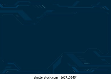 HUD cyber display screen on blue background, copy space composition.