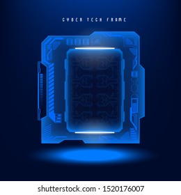 HUD Cyber tech frame. Futuristic virtual screen frame. HUD futuristic user interface. Virtual tech display