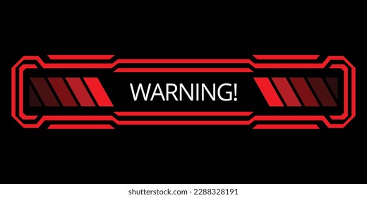 Hud danger alert. Attention vector red interface sign, warning or caution UI. Tech or digital cyber frame. System failure or danger zone