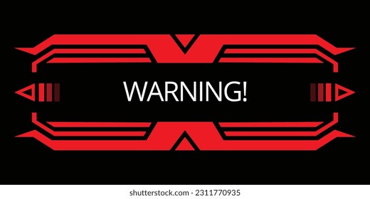 Hud danger alert. Attention vector red interface sign, warning or caution UI. Tech or digital cyber frame. System failure or danger zone