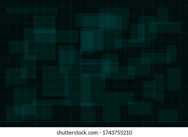 HUD dark green background with thin gridю Design for science theme, artifical intelligence, neural network and hi-tech. Vector illustration.