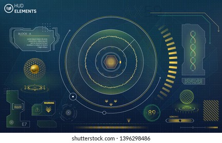 Hud. Design element. Abstract technology concept background, vector illustration. Retro future. Vintage vector set. Hud set. Hud ui. Technology interface hud abstract background vector design. 