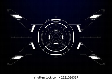 HUD: elemento futurista digital de drones, radar, cabina, concepto de diseño ciberpunk de nave espacial. UI, tecnología GUI visión de realidad virtual diseño vectorial.