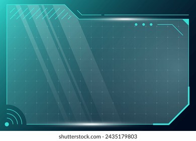 HUD digital futuristic user interface square vertical frame. Sci Fi high tech screen. Game menu touch monitoring dashboard panel. Cyber space head-up display GUI or FUI information vector eps sign