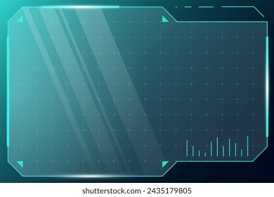 HUD digitaler futuristischer quadratischer Rahmen für die Benutzeroberfläche. In: Sci Fi High Tech Screen. Spielmenü, das das Dashboard der Cyberüberwachung berührt. Cyberspace Head-up-Display GUI oder FUI-Informationszeichen. Vektor-EPS