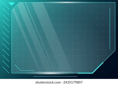 HUD digital futuristic user interface square frame. Sci Fi high tech screen. Game menu touch monitoring hologram dashboard panel. Cyber space head-up display GUI or FUI information sign. Vector eps