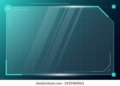 Marco horizontal de interfaz de usuario futurista digital HUD. Pantalla de alta tecnología Sci Fi. Menú de juegos tocando el panel del tablero de control de cyberpunk. Vector de información de visualización frontal del ciberespacio eps