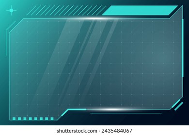 HUD digital futuristic user interface horizontal frame. Sci Fi high tech screen. Gaming menu touching cyber monitoring dashboard panel. Cyberspace head-up display technology information vector sign