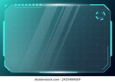 HUD digital futuristic user interface horizontal frame. Sci Fi high tech screen. Gaming menu touching monitoring dashboard panel. Cyberpunk space head up display GUI FUI technology information border