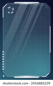 HUD digital futuristic user interface vertical frame. Sci Fi high tech screen. Gaming UI menu touching monitoring dashboard panel. Cyberpunk space head up display GUI FUI technology information border