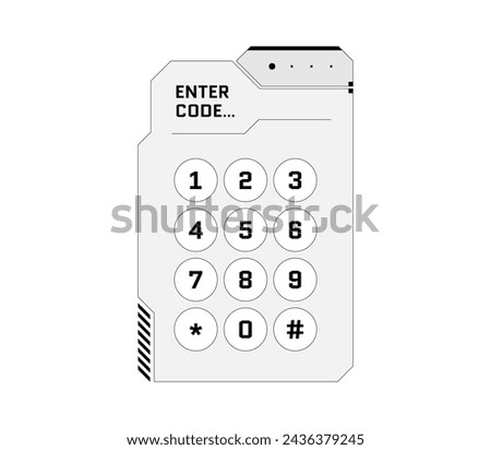 HUD digital futuristic user interface PIN code entry panel. Sci Fi high tech protection glowing screen GUI or FUI concept. Game menu authorization numeric password keypad. Unlock keyboard dashboard
