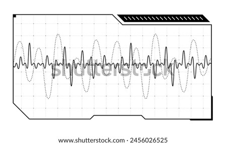 HUD digital futuristic user interface audio equalizer frame. Sci Fi high tech music sound wave screen. GUI and FUI cyber radio monitoring dashboard panel. Head up display UI infographic design element