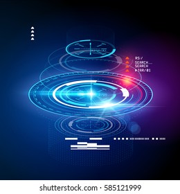 HUD display cross section. Futuristic digital interface elements. Vector illustration