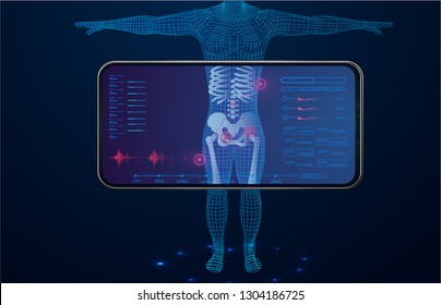 Hud element ui medical examination. Display x-ray  set of virtual interface elements. Modern medical examination HUD style 