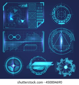 HUD Elements Of High Technology Infographic. Futuristic Design Concepts. Scientific HUD Background.