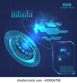 HUD Elements Of High Technology Infographic. Futuristic Design Concept. Scientific HUD Background.