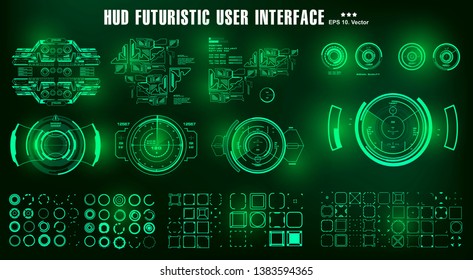 HUD elements mega set pack. Dashboard display virtual reality technology screen. Futuristic user interface.