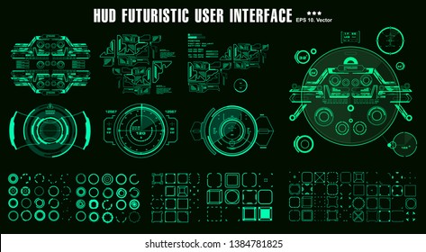 HUD elements mega set pack. Dashboard display virtual reality technology screen. Futuristic user interface.
