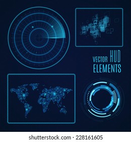 Hud Elements. Radar Screen. Futuristic User Interface. Vector EPS10.