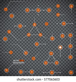 Hud elements. Sci-fi web design light points. Transparent background. Vector Illustration