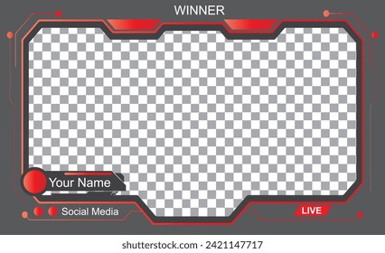 HUD elements set overlay stream transparent background, cinema, film, video conferencing, 16:9 rasio Red and grey
