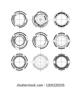 HUD elements set. Vector technology illustration. Futuristic user interface shapes. Infographic UI elements. Virtual or cyber space icons. Game art concept