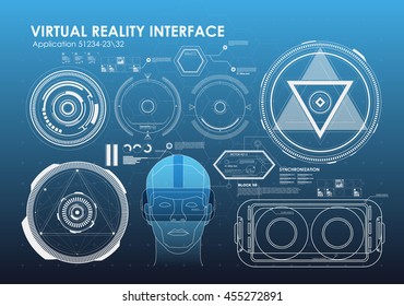 HUD elements for virtual reality. VR glasses. Futuristic user interface. Abstract virtual graphic touch user interface.