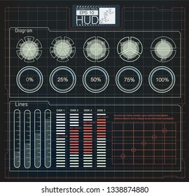 Hud elements,graph.Vector illustration.Head-up display elements for the web.