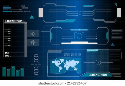 Hud elements,graph.Vector illustration.Head-up display elements for the web. HUD UI GUI futuristic user interface screen elements set. HUD, UI, GUI futuristic user interface screen elements set.	