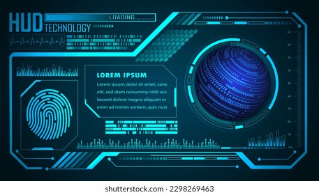 hud finger print  world cyber circuit future technology concept background
