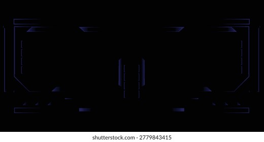 HUD frame element technology background with blue neon light emitting border