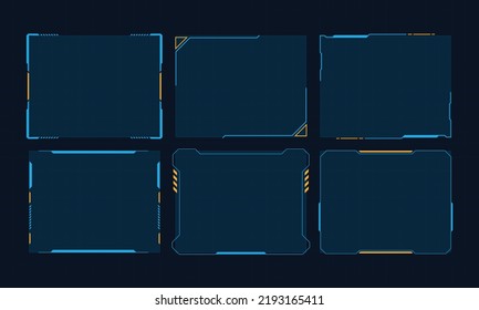Hud frame futuristic game target borders scifi empty banners for text