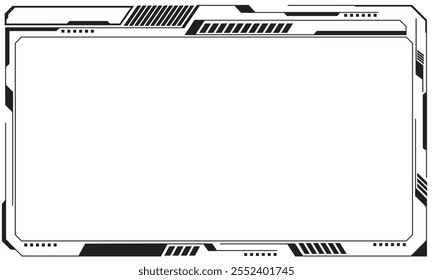 HUD frames black user interface elements design modern technology futuristic control panel screen digital hologram window gaming menu touching cyber monitor set on white background vector.