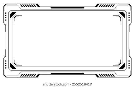 Hud frames black user interface elements design modern technology futuristic control panel screen digital hologram window gaming menu touching cyber monitor set on white background vector.