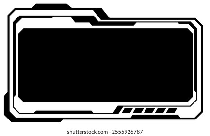 HUD frames black user interface elements design modern technology futuristic control panel screen digital hologram window gaming menu touching cyber monitor set on white background vector.