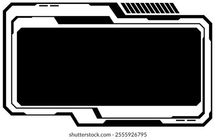 HUD frames black user interface elements design modern technology futuristic control panel screen digital hologram window gaming menu touching cyber monitor set white background vector illustration.
