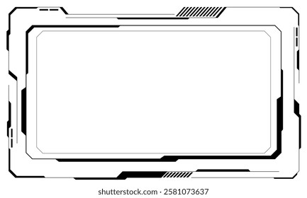 HUD frames black user interface elements design modern technology futuristic control panel screen digital hologram window gaming menu touching cyber monitor set white background vector illustration.