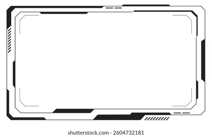 HUD frames black user interface elements design modern technology futuristic control panel screen digital hologram window gaming menu touching cyber monitor set white background vector illustration.