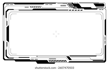 HUD frames black user interface elements design modern technology futuristic control panel screen digital hologram window gaming menu touching cyber monitor set white background vector illustration.