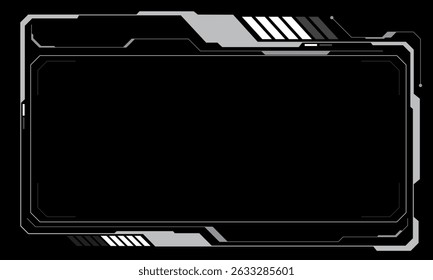 HUD frames black user interface elements design modern technology futuristic control panel screen digital hologram window gaming menu touching cyber monitor set white background vector illustration.