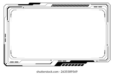 Hud frames black user interface elements design modern technology futuristic control panel screen digital hologram window gaming menu touching cyber monitor set on white background vector.