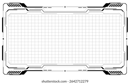 HUD frames black user interface elements design modern technology futuristic control panel screen digital hologram window gaming menu touching cyber monitor set on white background vector illustration