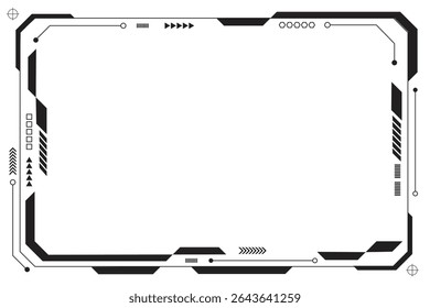 HUD frames black user interface elements design modern technology futuristic control panel screen digital hologram window gaming menu touching cyber monitor set on white background.