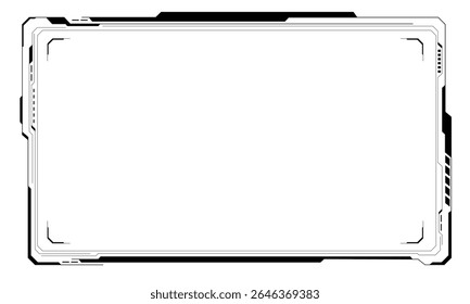 HUD frames black user interface elements design modern technology futuristic control panel screen digital hologram window gaming menu touching cyber monitor set on white background vector.