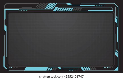 HUD frames blue grey user interface elements design modern technology futuristic control panel screen digital hologram window gaming menu touching cyber monitor set on black background vector.