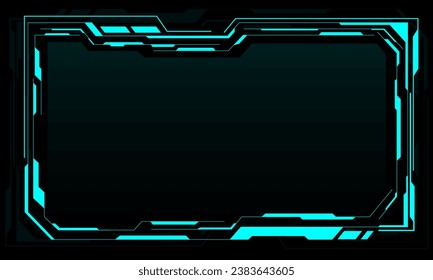 Hud frames blue user interface elements design modern technology futuristic control panel screen digital hologram window gaming menu touching cyber monitor set on black background vector illustration.