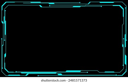 HUD marcos azul interfaz de usuario Elementos diseño tecnología moderna pantalla de panel de control futurista holograma digital ventana menú de juegos tocando ciber monitor conjunto en Ilustración vectorial de fondo negro.